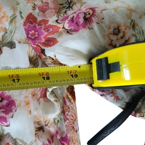 Cynthia Rowley Floral 3/4 Sleeve V-Neck Top Size XL - Picture 9 of 10